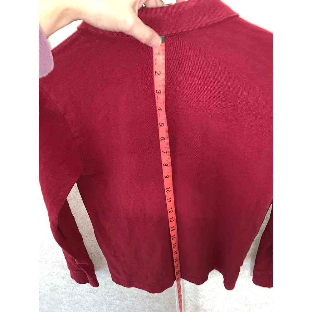 US Polo Assn Boys‎ Red Long Sleeve Polo Shirt Size L 10-12 Cotton Pique Logo